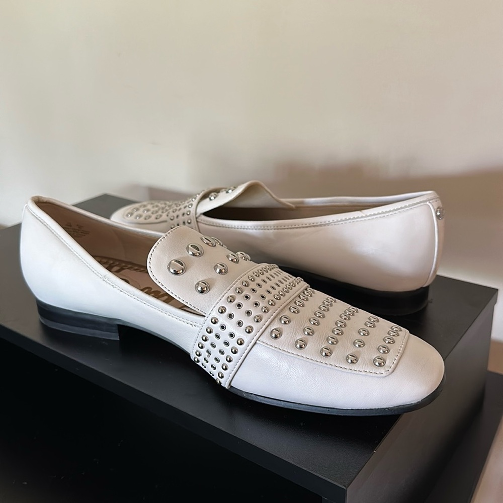 Studded White Sam Edelman Loafers
